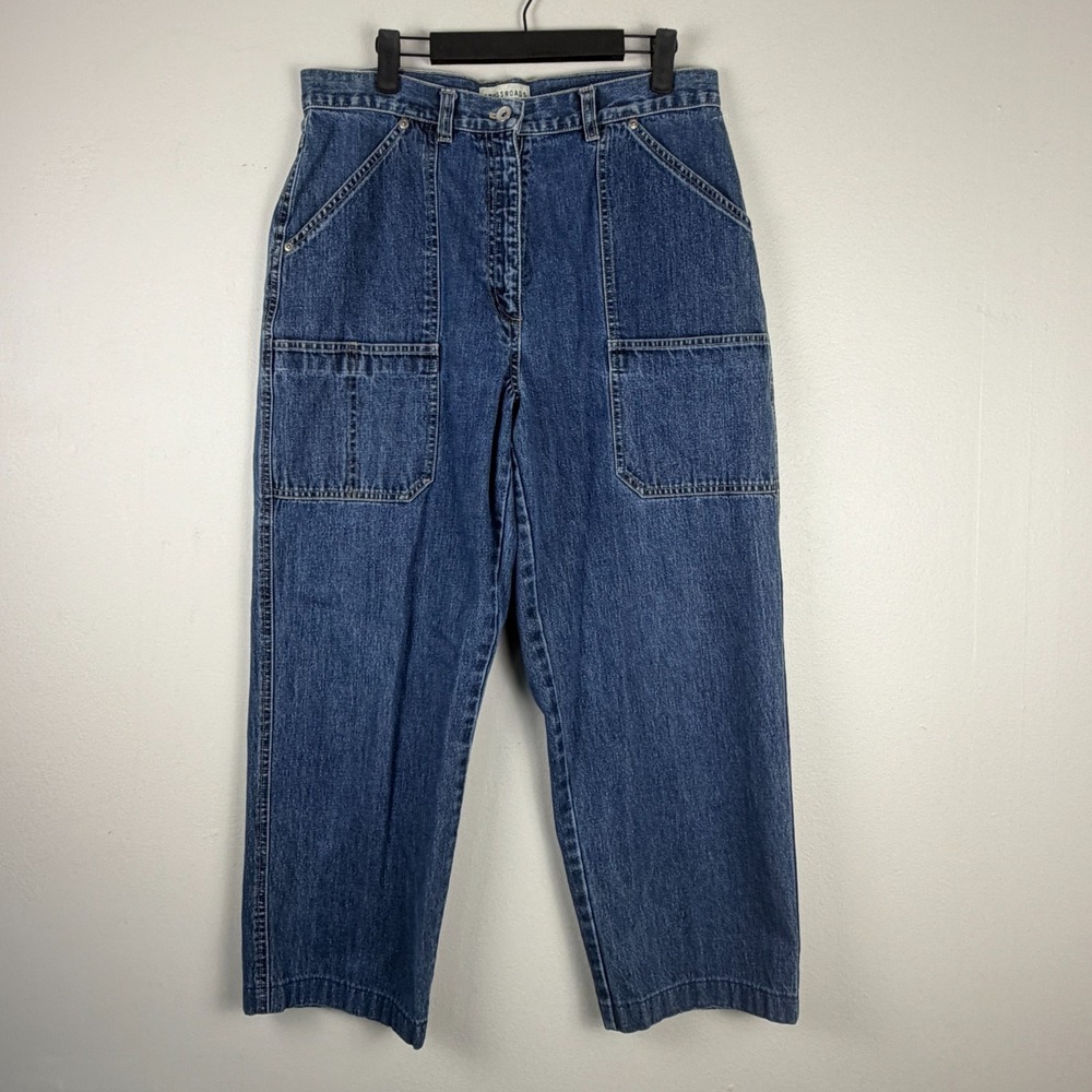 Crossroads Jeans Womens 12 Blue Denim High-Rise Cropped Medium Wash Straight Leg
